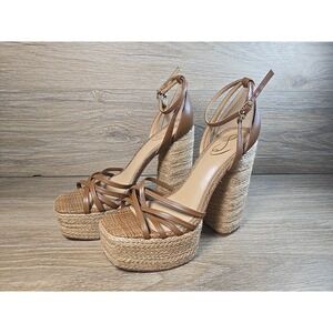 Sam Edelman Kade, Cognac Leather Platform Sandal Women's Size 7.5 (New No Box)